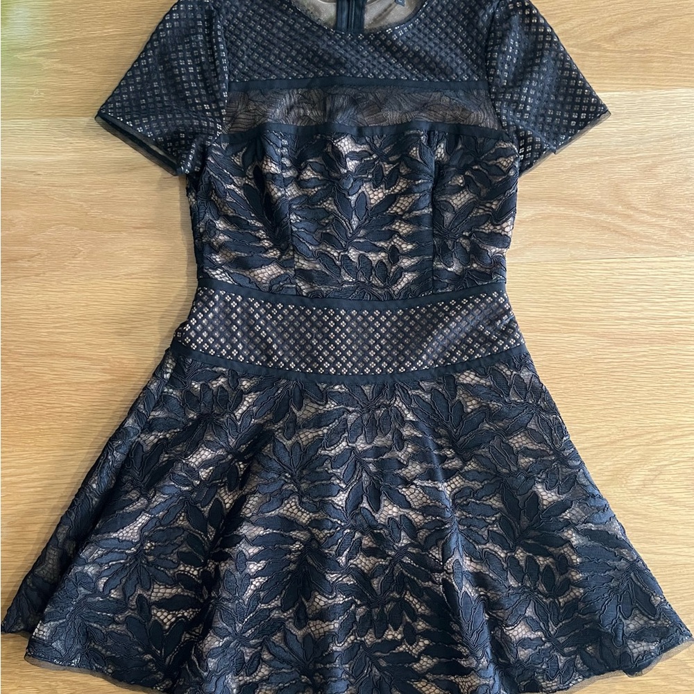 BCBGMaxAzria Elenor Black Lace Mini Dress